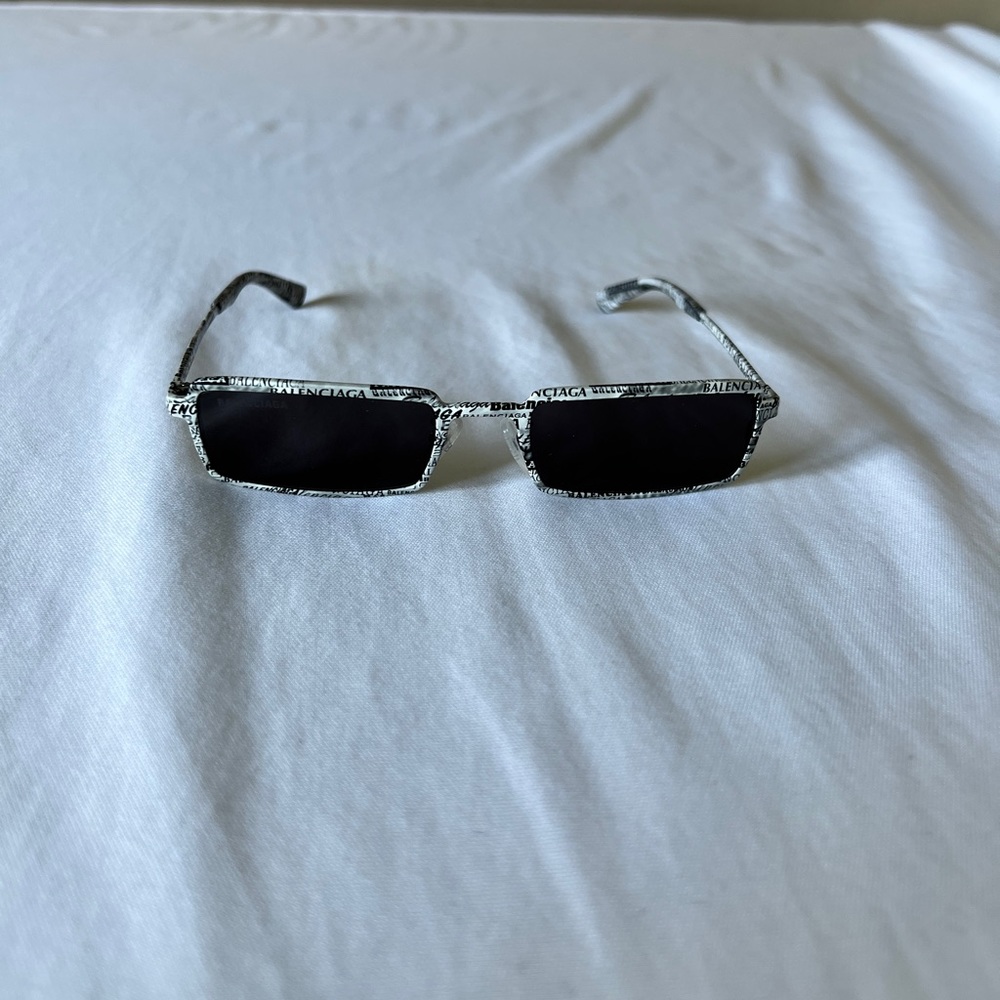 Balenciaga rectangular metal frame sunglasses
